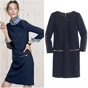 J. Crew Classic Black Sheath Dress Zippered Pockets